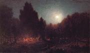 Sanford Robinson Gifford Night Bivouac of the Seventh Regiment New York at Arlington Heights,Virginia Germany oil painting artist